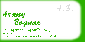 arany bognar business card